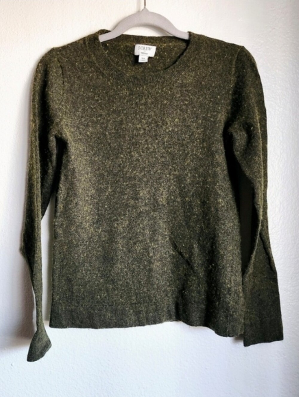 J.Crew Sweater Cashmere Teddie Knit Pullover Size XS Green Crewneck Luxury